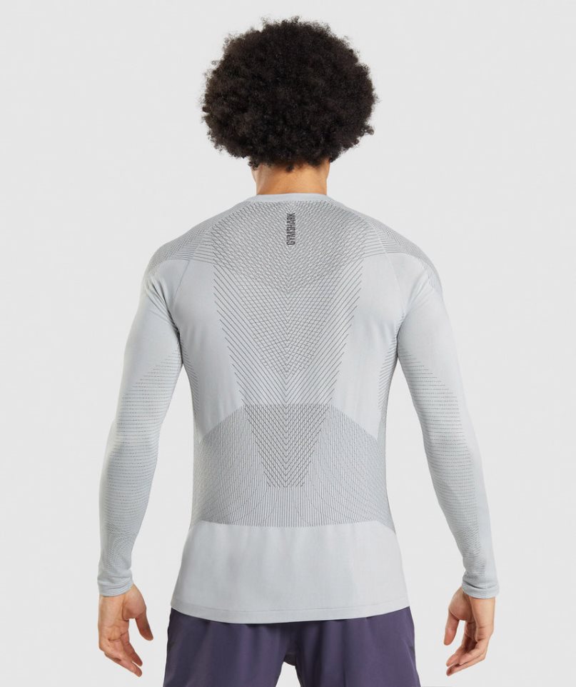 Koszulki Gymshark Apex Seamless Long Sleeve Męskie Głęboka Szare | PL 703PZG